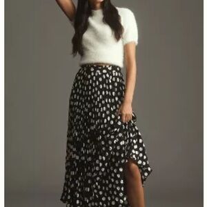 Maeve Black and White Pleated Skirt